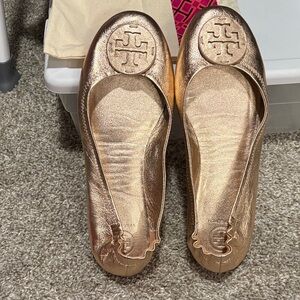 Tory Burch Metallic Gold Flats